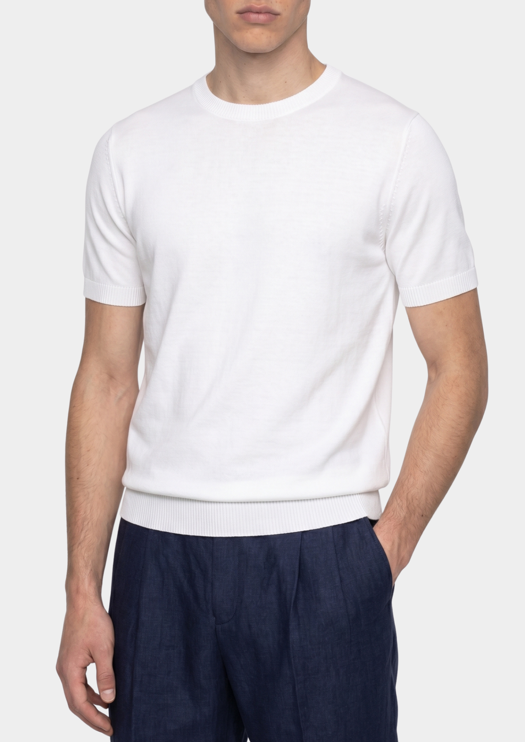 T-SHIRT ESSENTIEL BLANC EN MAILLE COL ROND