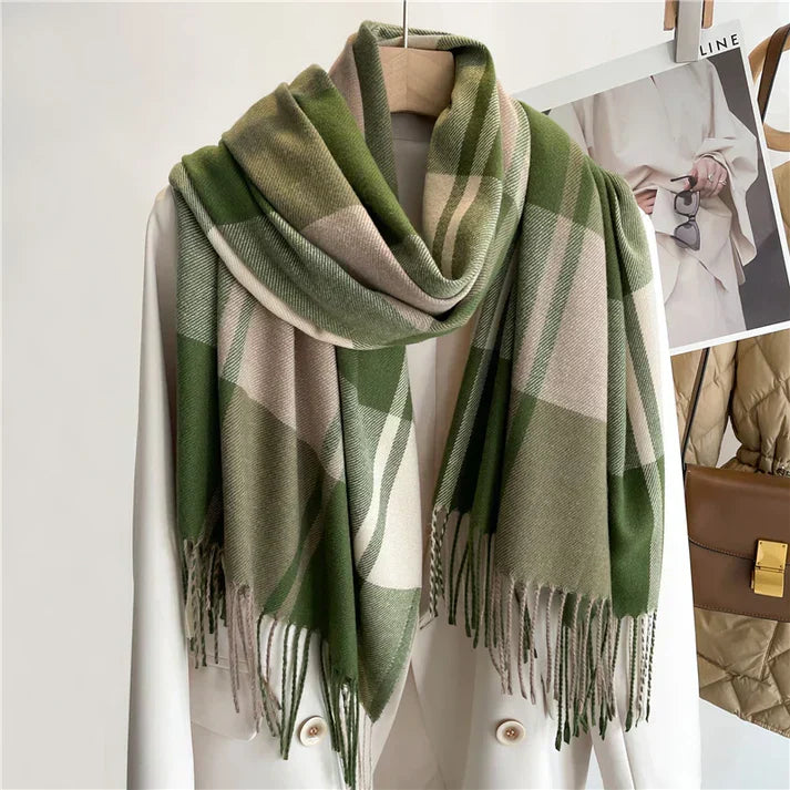 The Elara Blanket Scarf — Slate Check