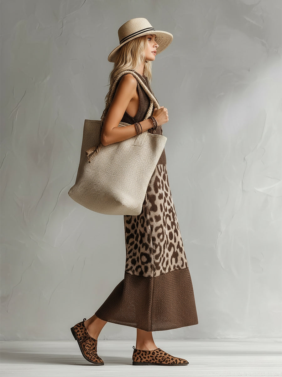 Amelia™ | Robe Midi en Maille Léopard