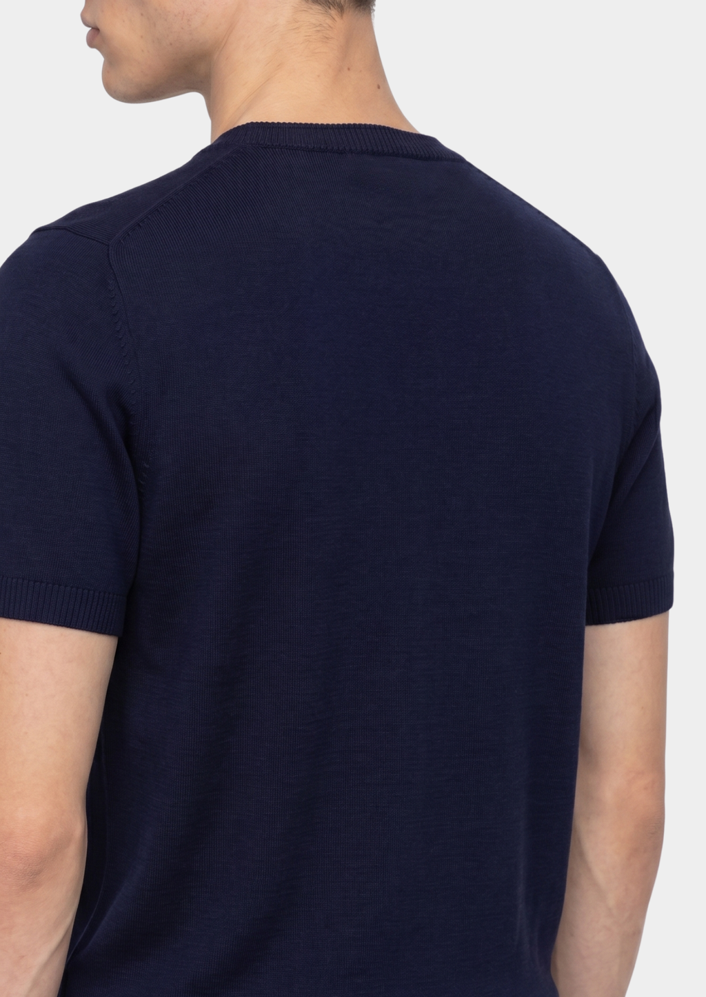 T-SHIRT ESSENTIEL COL ROND EN MAILLE BLEU MARINE