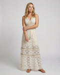 The Liora — Linen Boho Lace Maxi Dress
