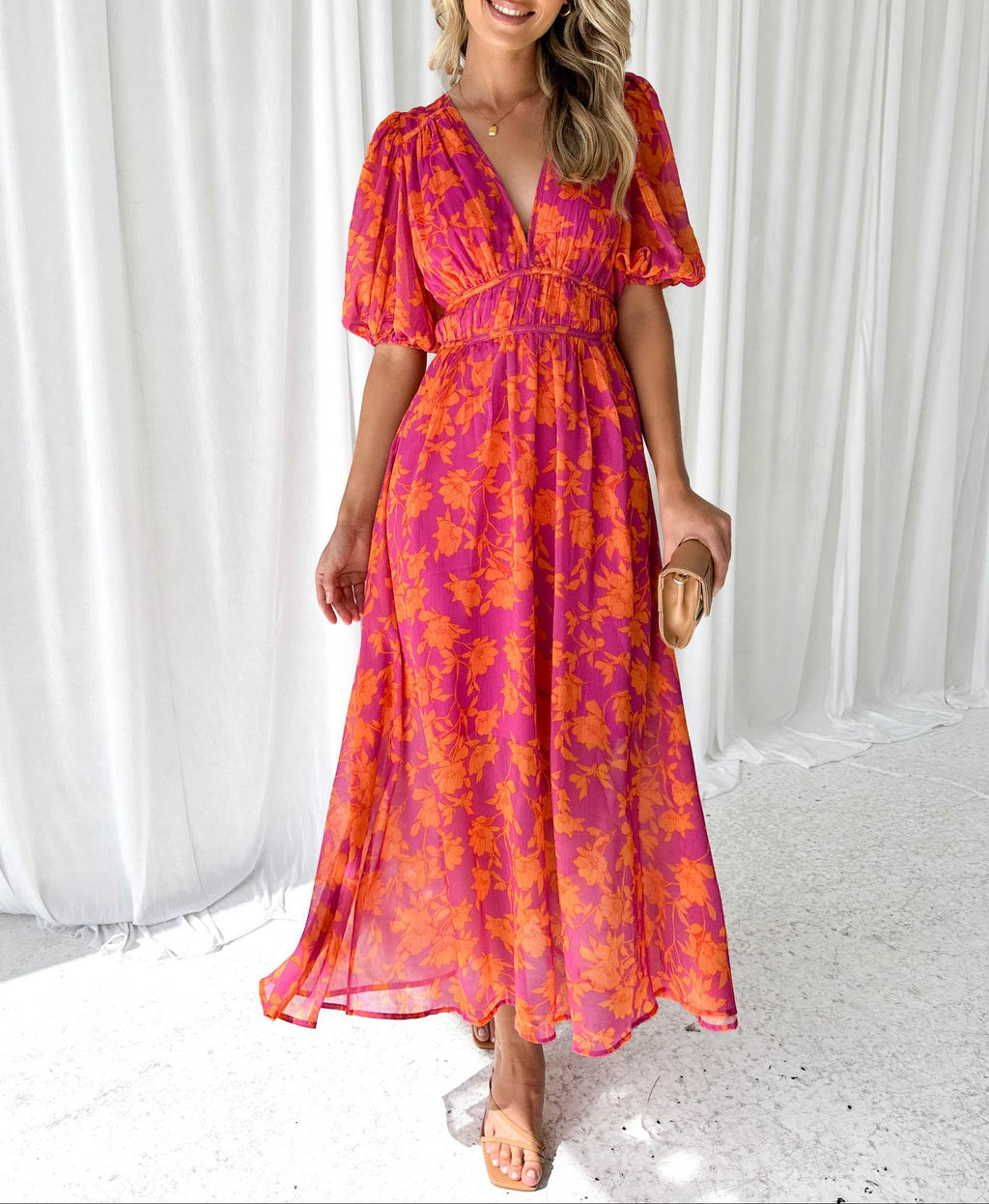 Luna™ - Robe Midi Flora Contemporaine