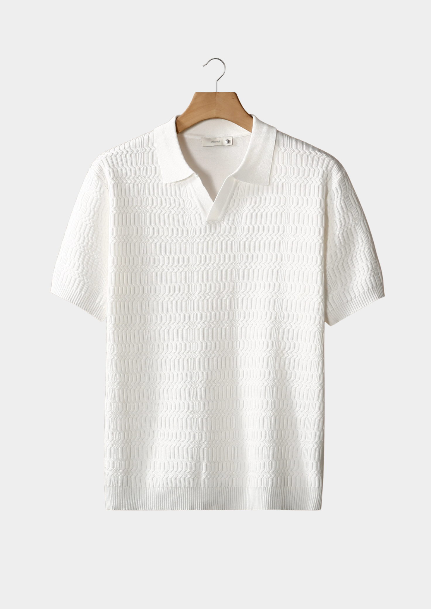 POLO EN MAILLE BLANCHE À MOTIFS SANS BOUTONS