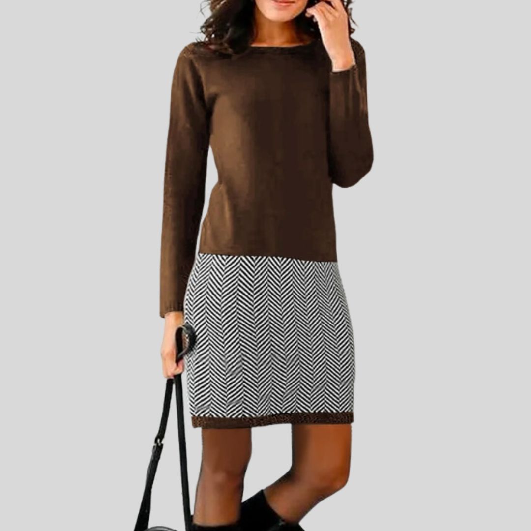 The Essi Dress — Onyx Houndstooth Hem