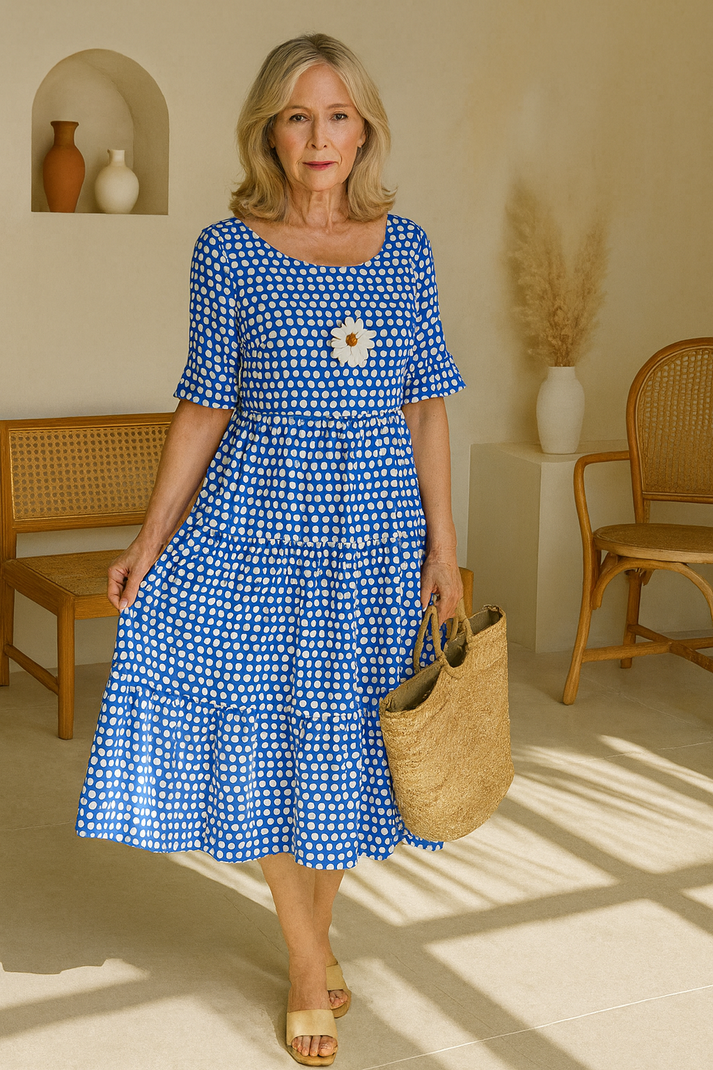 Noémie™ — Robe Midi Élégante au Flux Naturel