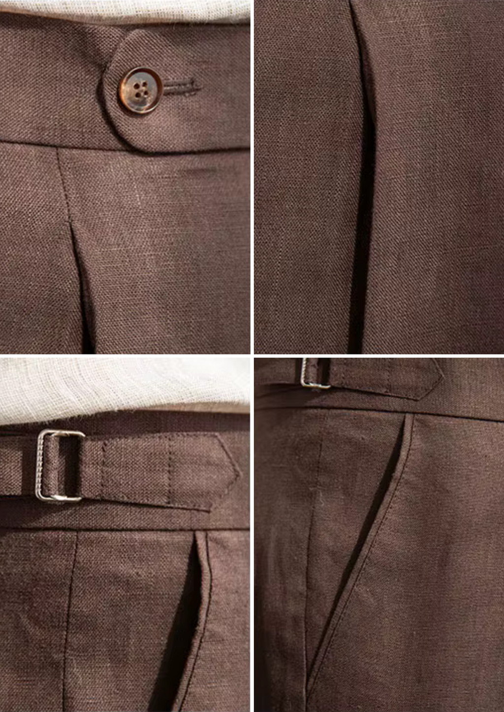PANTALONS CÔTIERS PLISSÉS TOSCANE - Brun Foncé