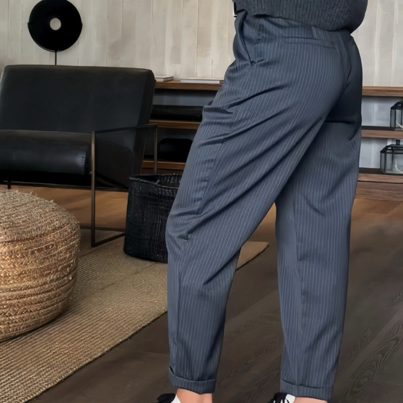 Silja Trousers — Slate Straight-Leg Tailoring
