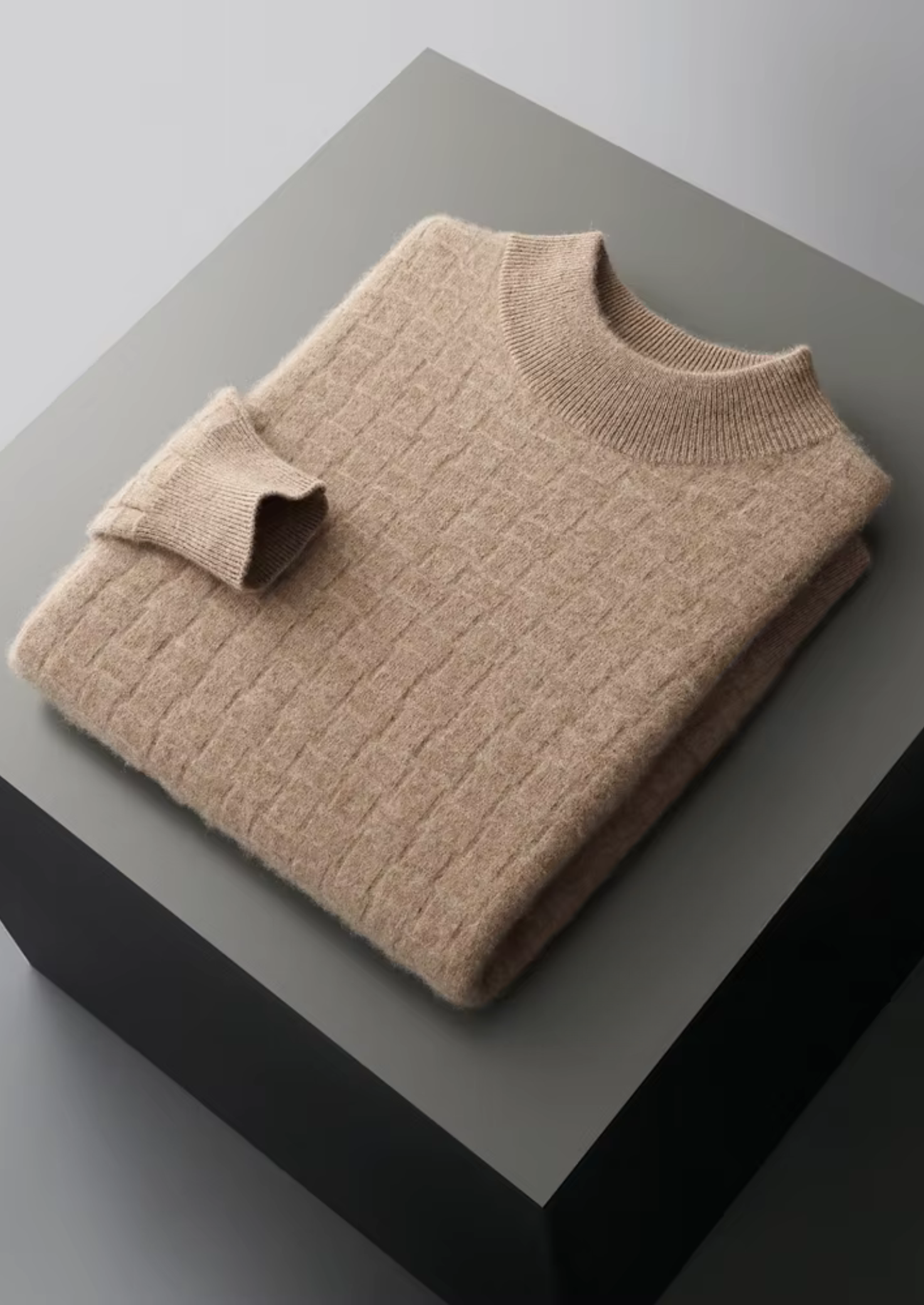 Col montant en laine mérinos extra-fine pure avec texture