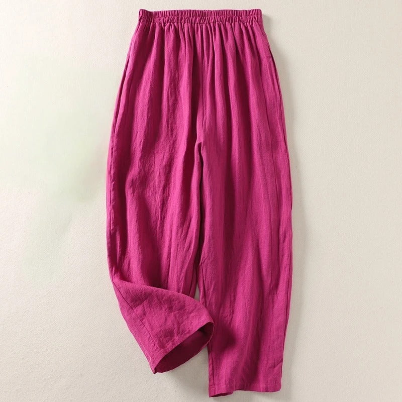 Amalia™ — Pantalon fluide en lin et coton aéré