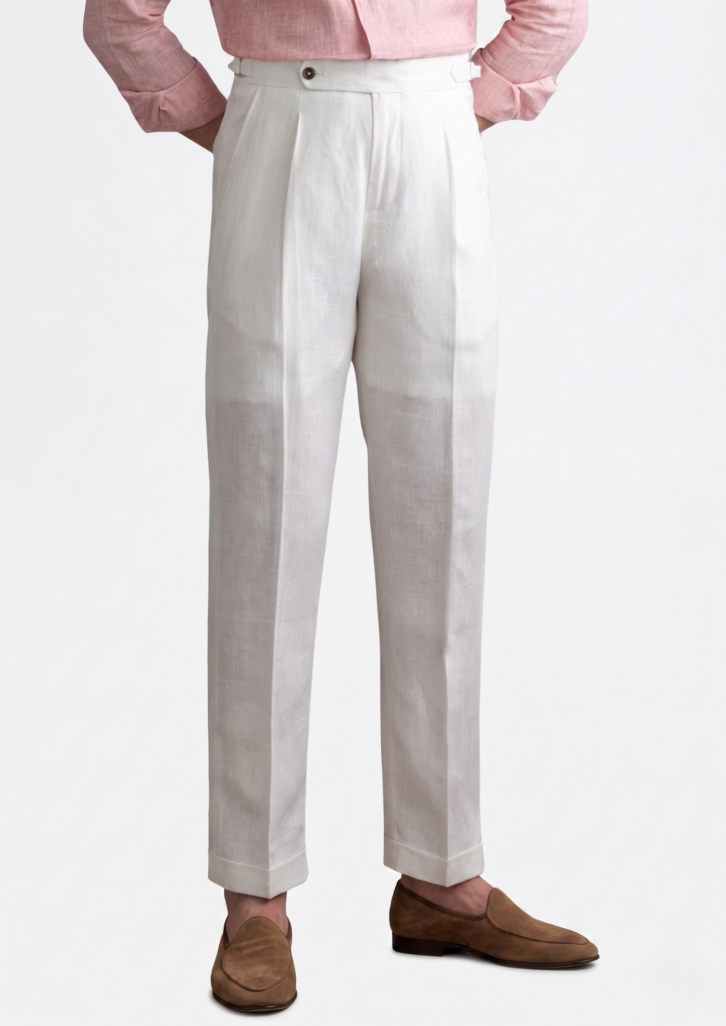 PANTALONS CÔTIERS PLISSÉS TOSCANE - Blanc Brillant