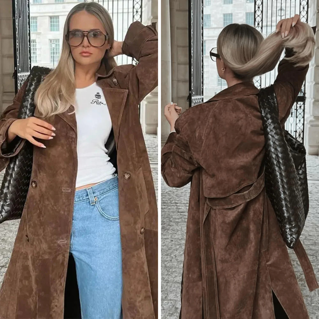 The Liora — Chestnut Suede Trench