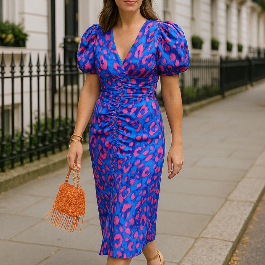 Noor™ - Robe Midi à Manches Bouffantes