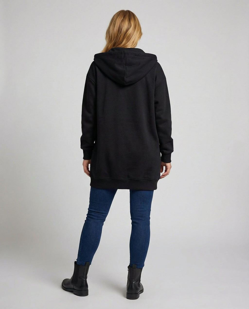 The Lyra Longline Zip Hoodie — Midnight