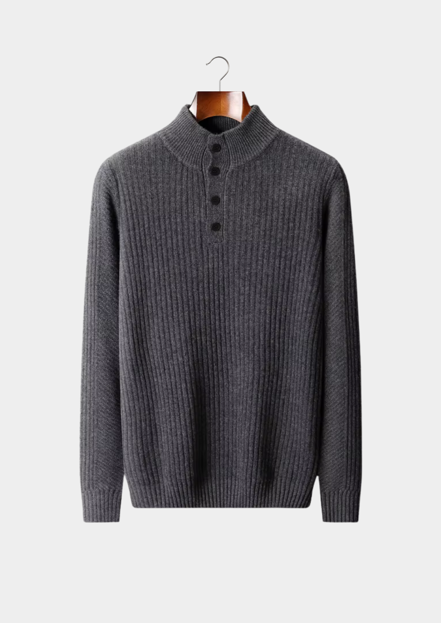 Pull-over Henley en laine mérinos extra-fine pure à côtes