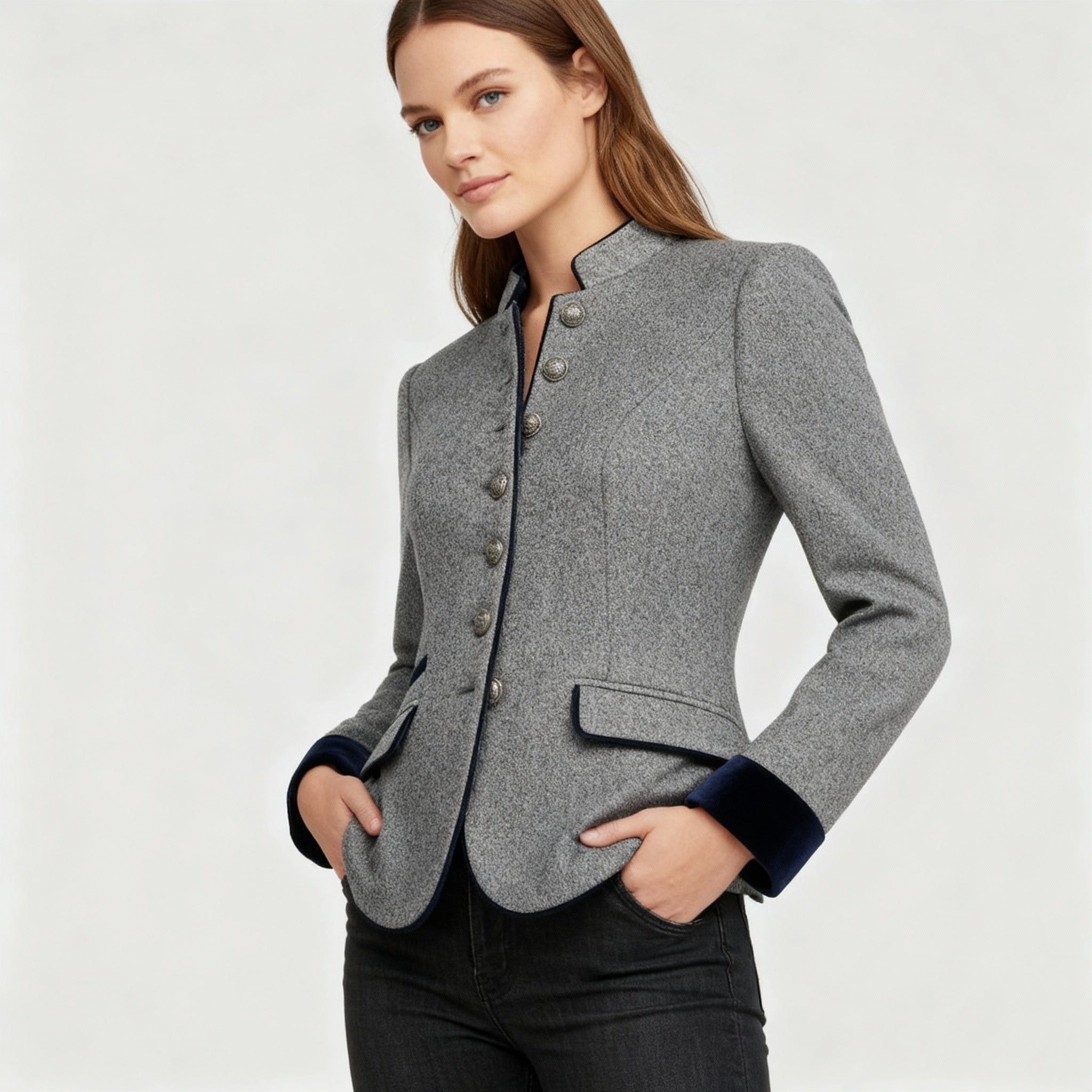 The Elara — Slate Tailored Jacket