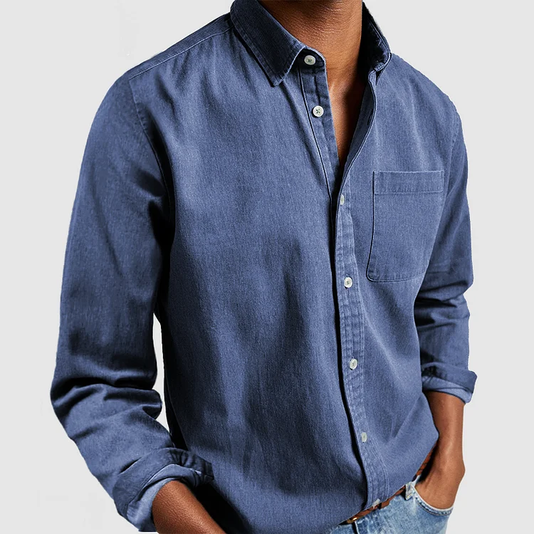 The Liron — Navy Notch Collar Shirt