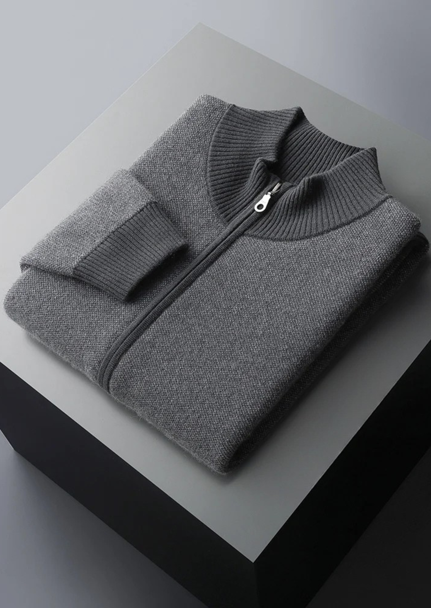 Cardigan zippé en jacquard de cachemire premium