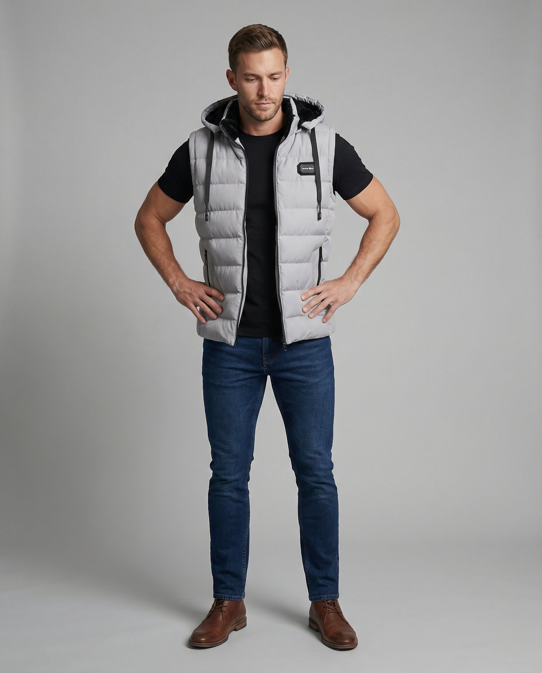 The Kael — Quilted Hooded Vest in Slate