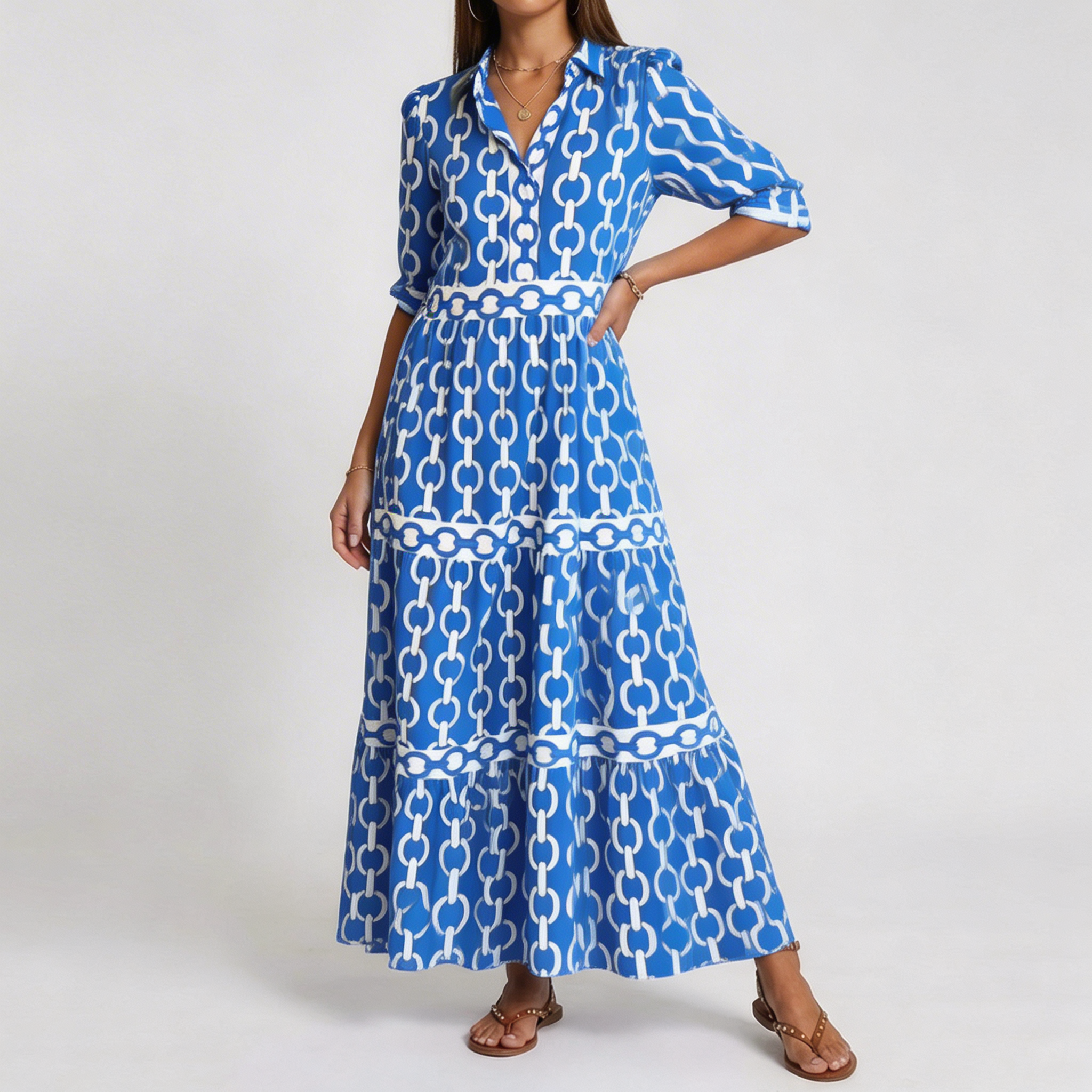 HAZEL | Robe mi-longue avec détails chaîne