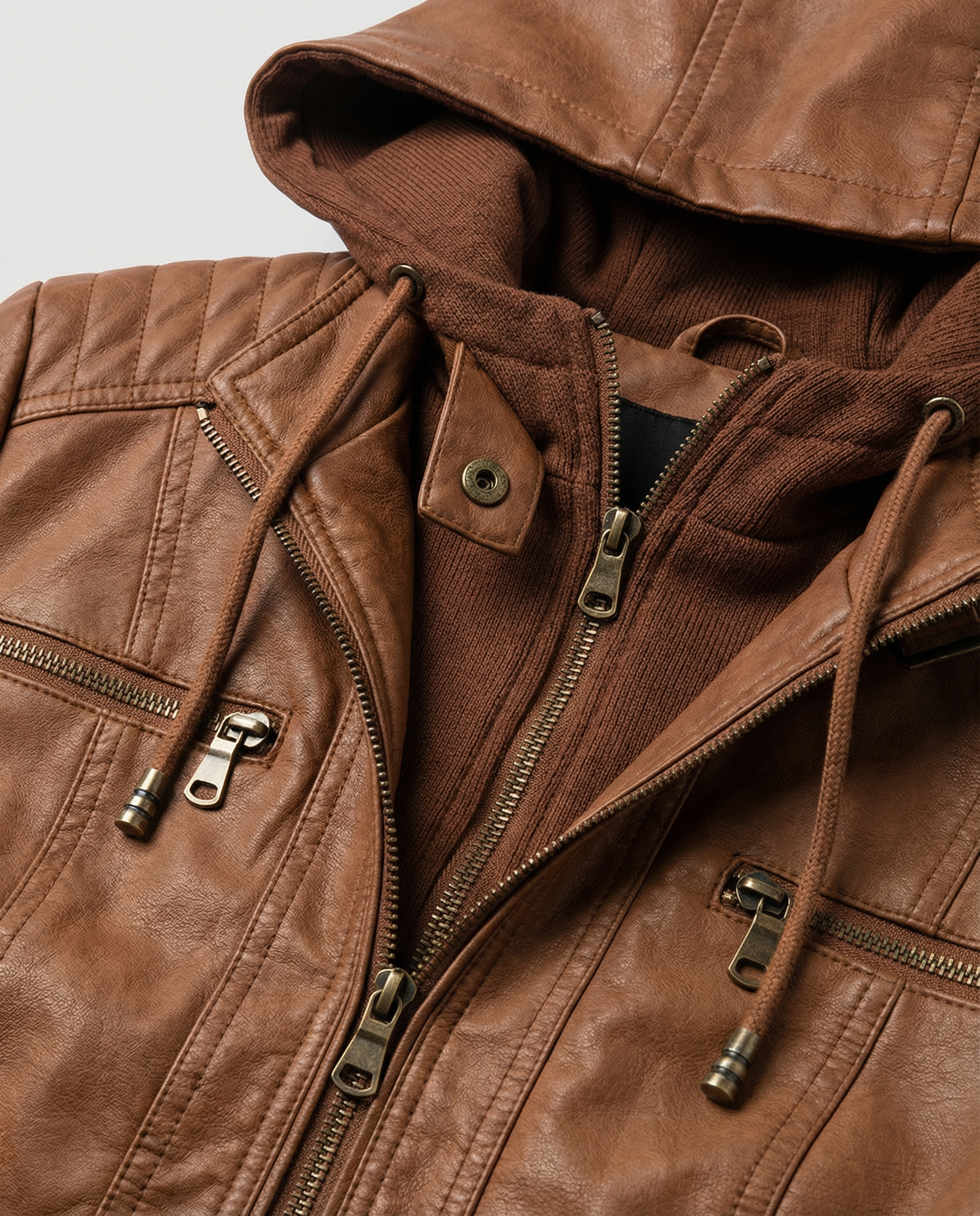 The Kaia — Weatherproof PU Hooded Jacket in Khaki