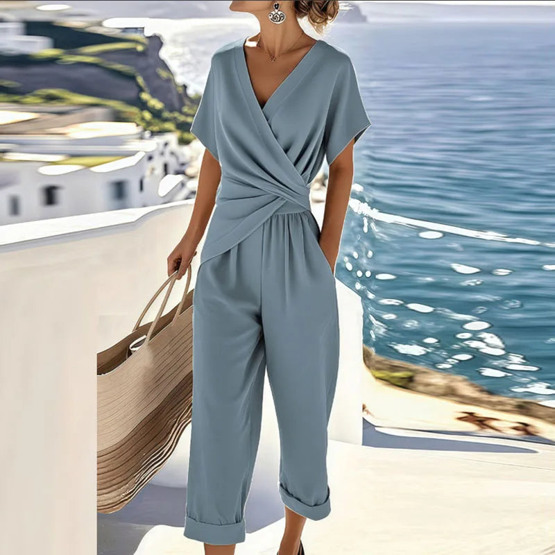 The Lysara Set — Almond Wrap & Wide-Leg