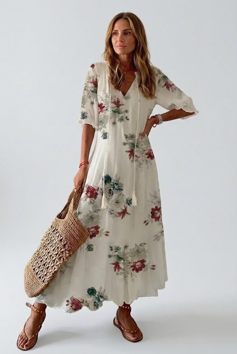 Élodie™ — Robe maxi florale en velours avec élégance