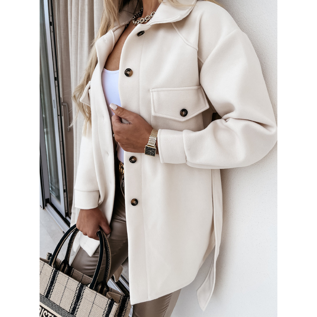 The Liora Belted Knit Jacket — Bone