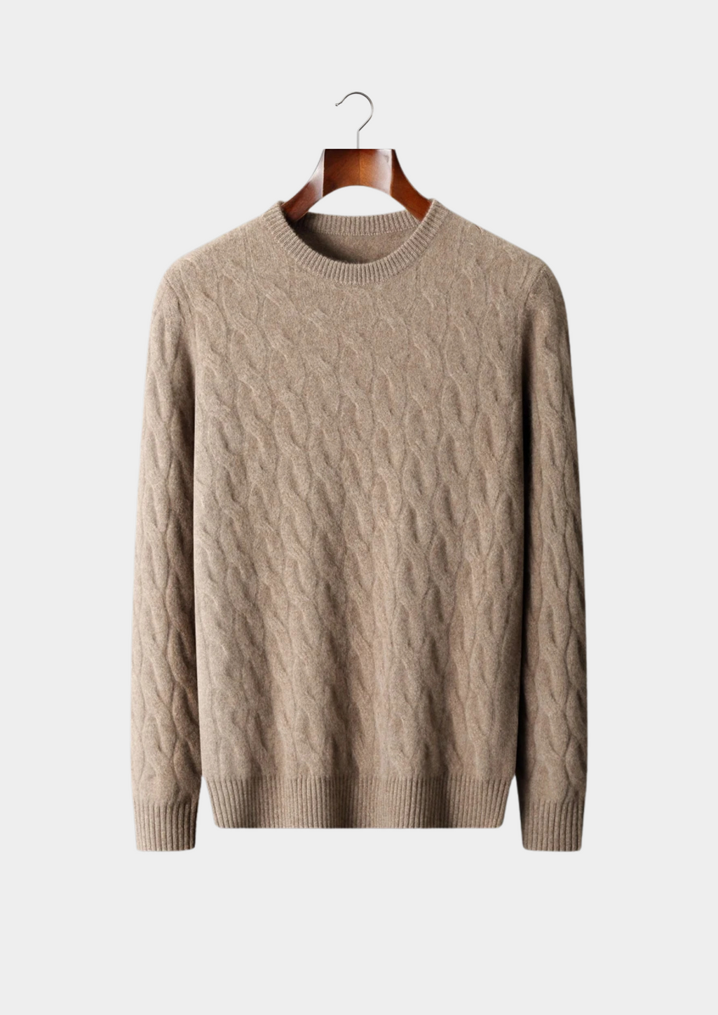 Pull col rond en cachemire câblé premium