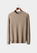 Pull col rond en cachemire câblé premium