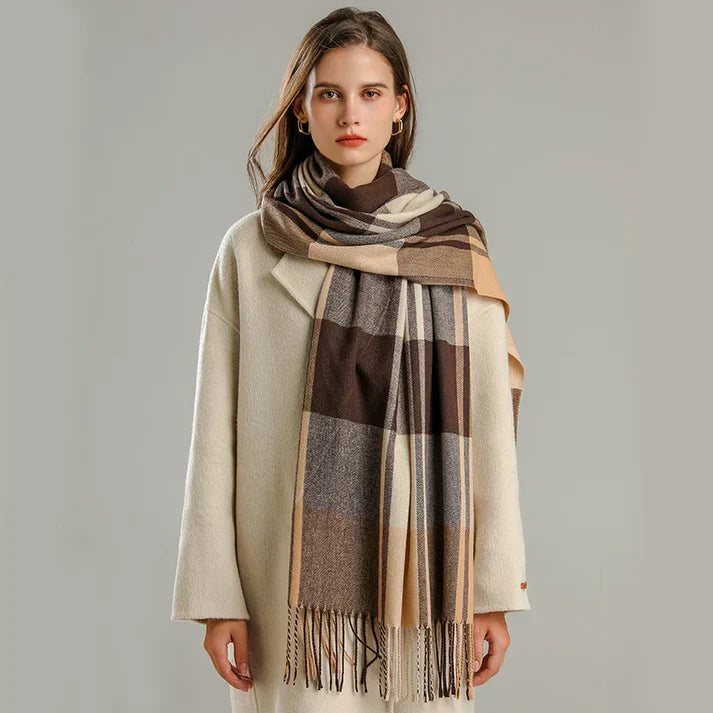 The Elara Blanket Scarf — Slate Check