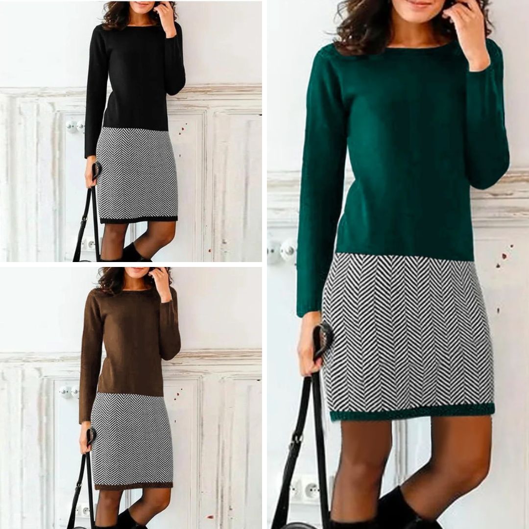 The Essi Dress — Onyx Houndstooth Hem