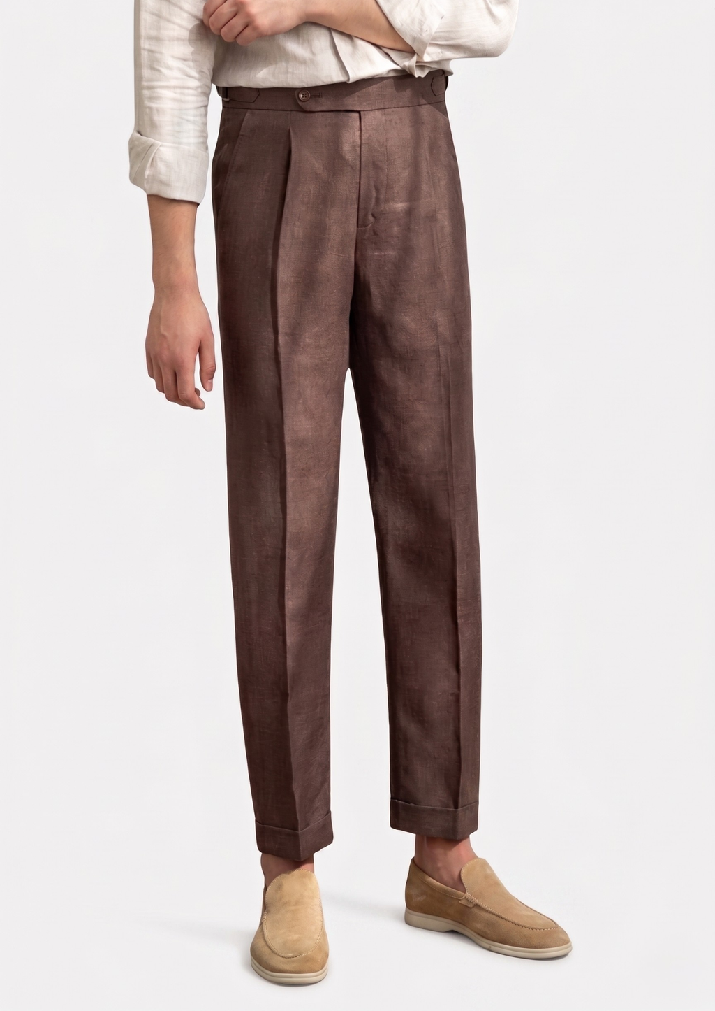 PANTALONS CÔTIERS PLISSÉS TOSCANE - Brun Foncé