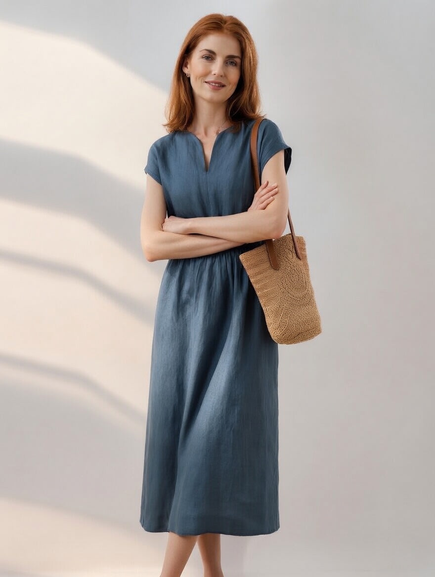 Lina — Robe fluide et élégante en lin mélangé