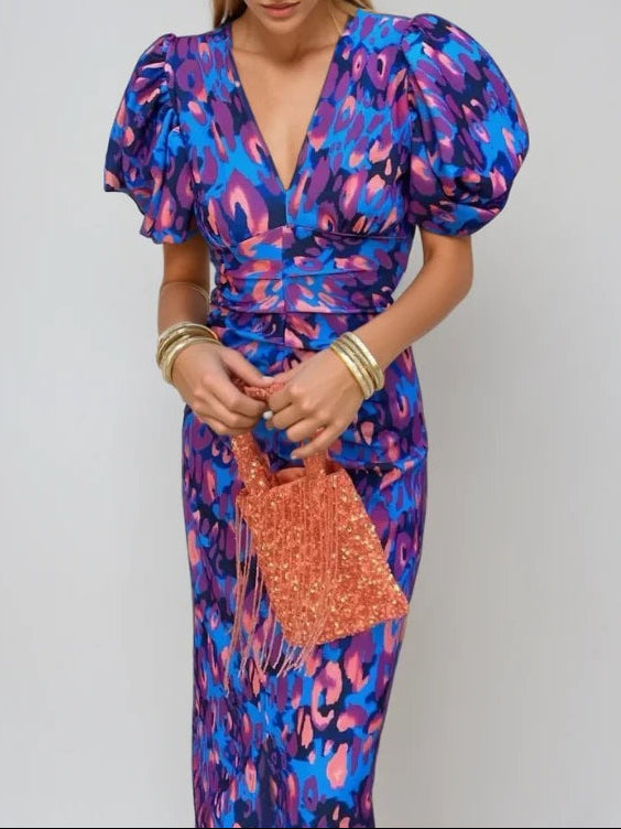 Noor™ - Robe Midi à Manches Bouffantes