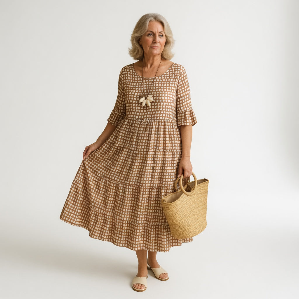 Noémie™ — Robe Midi Élégante au Flux Naturel