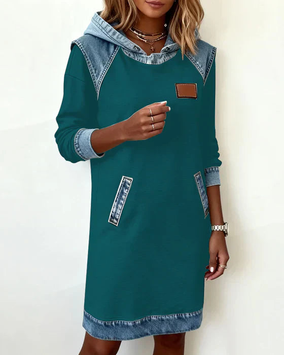 Alexa | Robe sweat à capuche confortable avec contraste