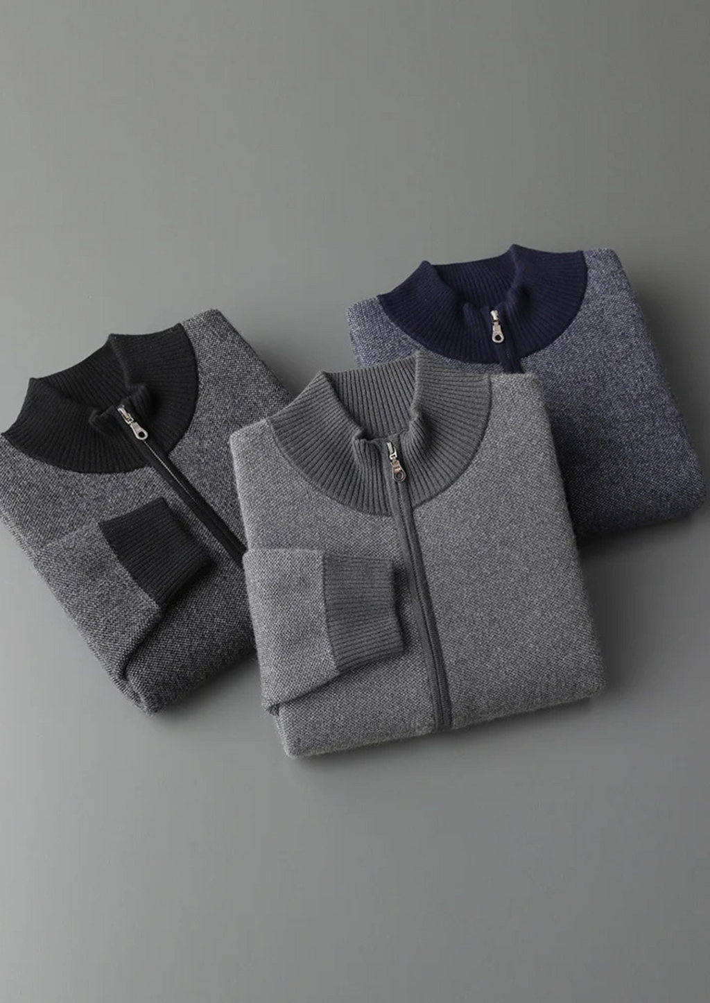 Cardigan en cachemire jacquard premium avec fermeture éclair