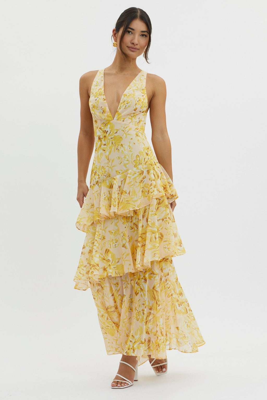 LISA | Robe Maxi avec Volants Floraux