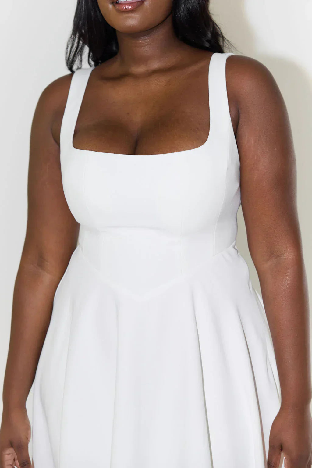 The Elara Midi — Noir Square Neck Dress