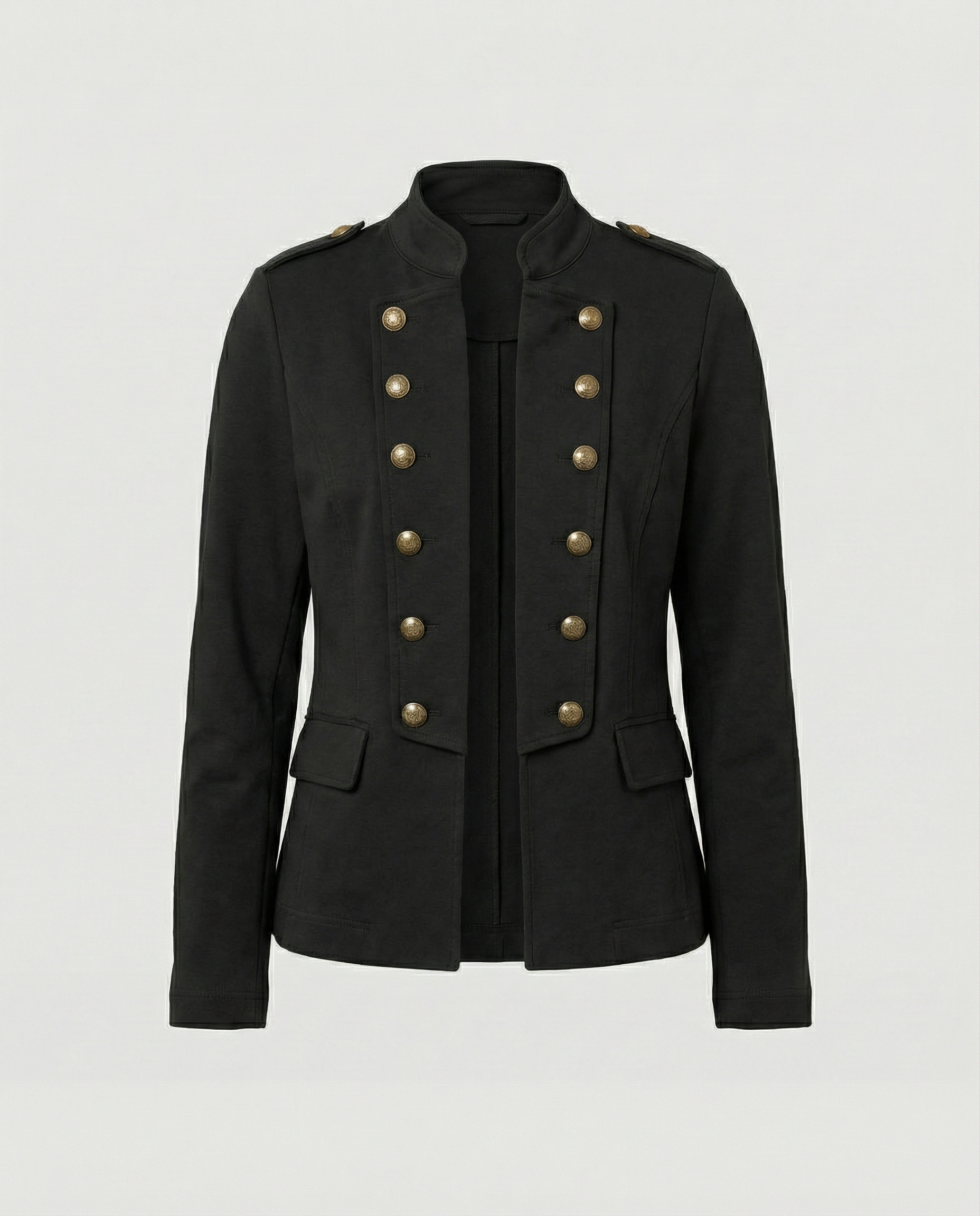 Elara — Army Green Stand-Collar Blazer