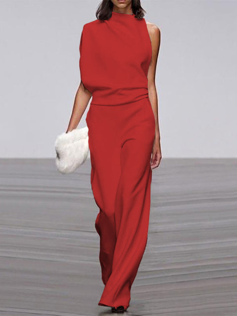 The Kaia — Midnight High-Neck Jumpsuit