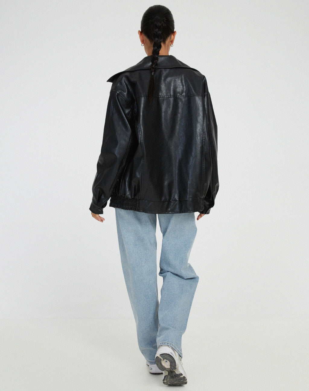 Tova — Bitter Chocolate Oversized Leather Jacket