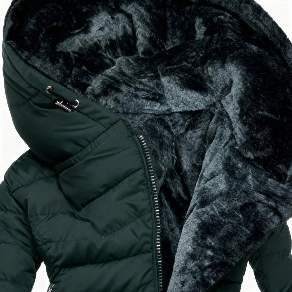 The Sora — Quilted Puffer with Rabbit Fur Collar