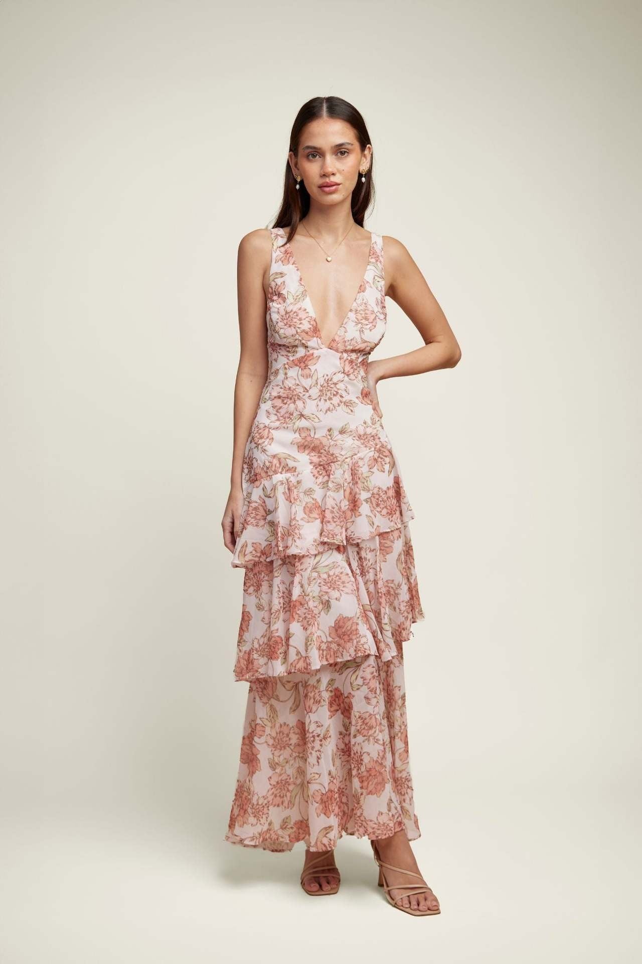 LISA | Robe Maxi avec Volants Floraux