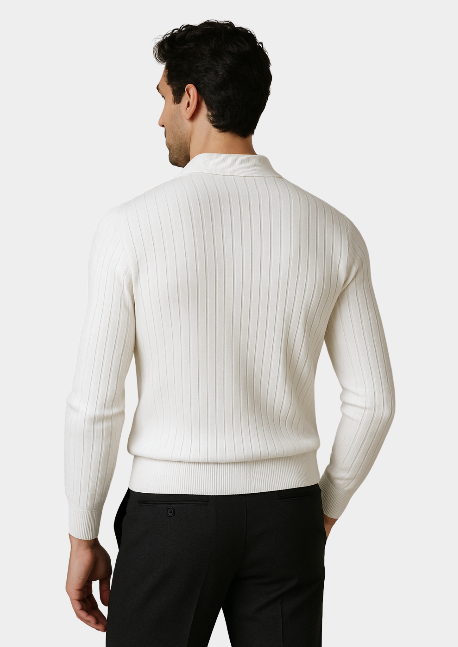 Polo blanc côtelé sans boutons