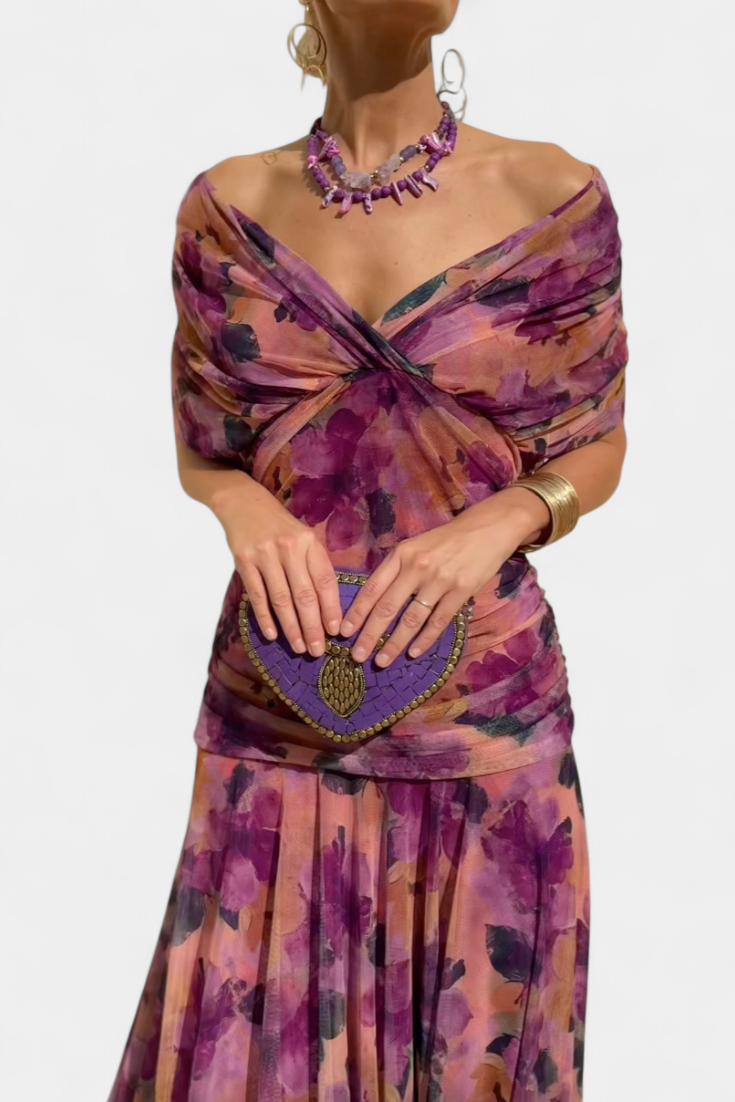 Florendra | Robe longue fleurie à col en V