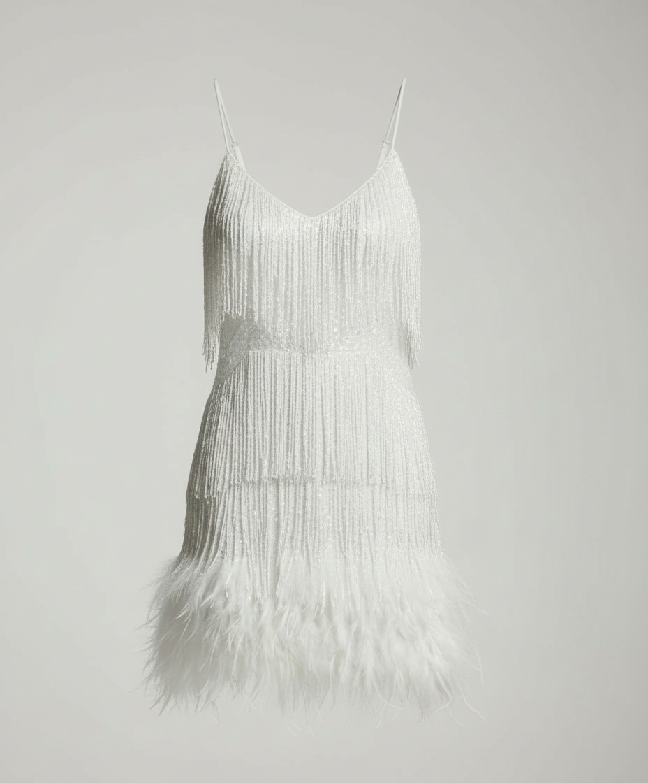 The Elira — Feathered Sequin Cocktail Dress