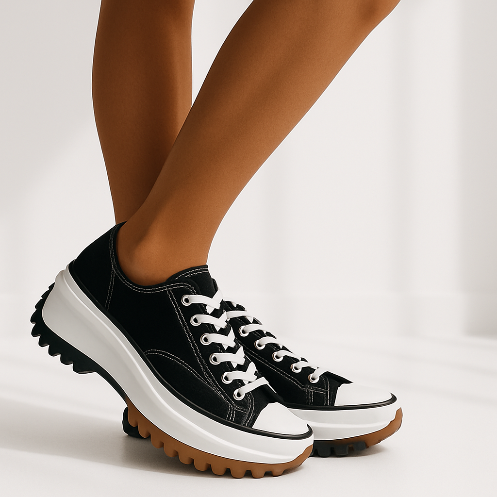 The Oren — Black Canvas Platform Sneaker