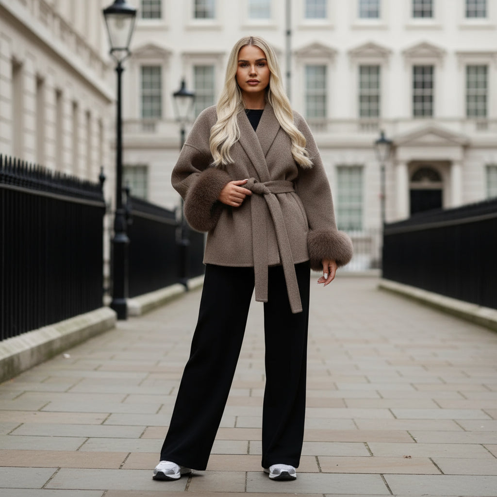 The Ivara Wrap — Frosted Cuff Coat