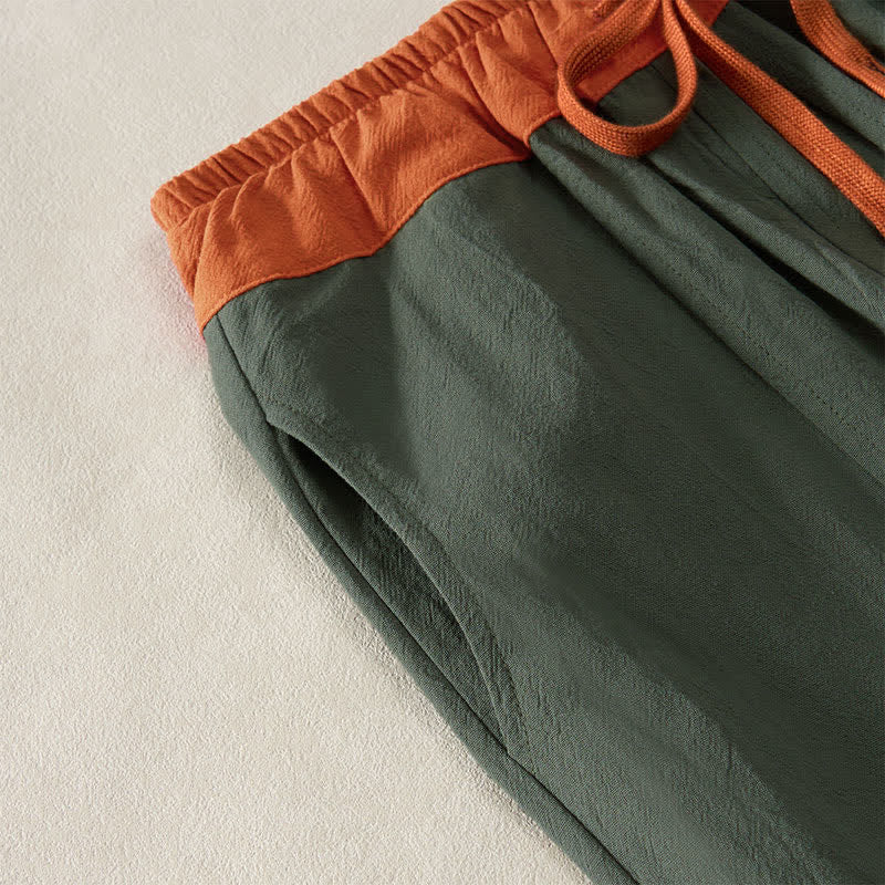 Pantalon Harem Décontracté en Coton à Cordon, Uni, avec Poches, Printemps, Femme, Style Pierres de Bouddha